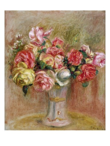 Roses in a Sevres Vase - Pierre Auguste Renoir Painting